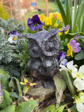 Load image into Gallery viewer, Large Garnet and Arfvedsonite Owl Carving
