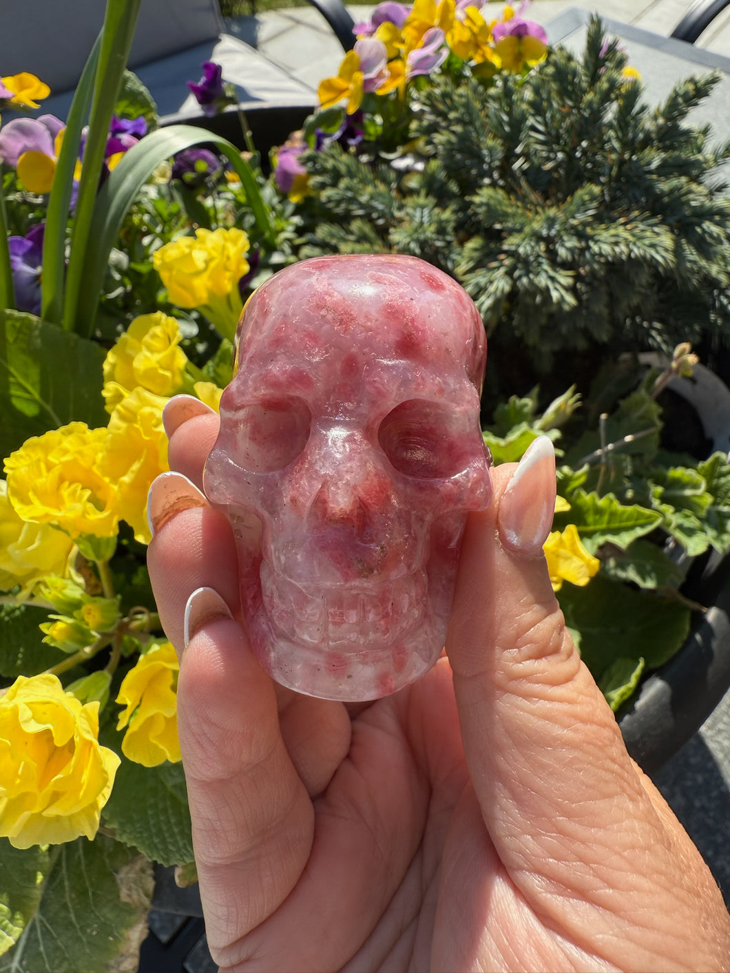 High Quality Pink Tourmaline Rubellite Skull Carving