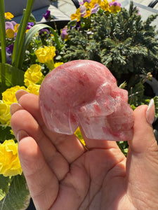 High Quality Pink Tourmaline Rubellite Skull Carving