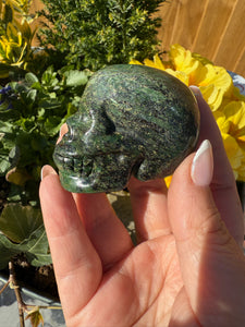 Green Verdite Skull Carving