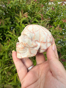Red Vein Jasper Skull Carving