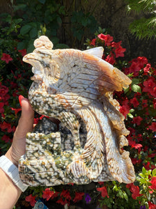 Large 8th Vein Ocean Jasper Phoenix Carving