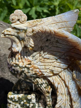 Load image into Gallery viewer, Large 8th Vein Ocean Jasper Phoenix Carving
