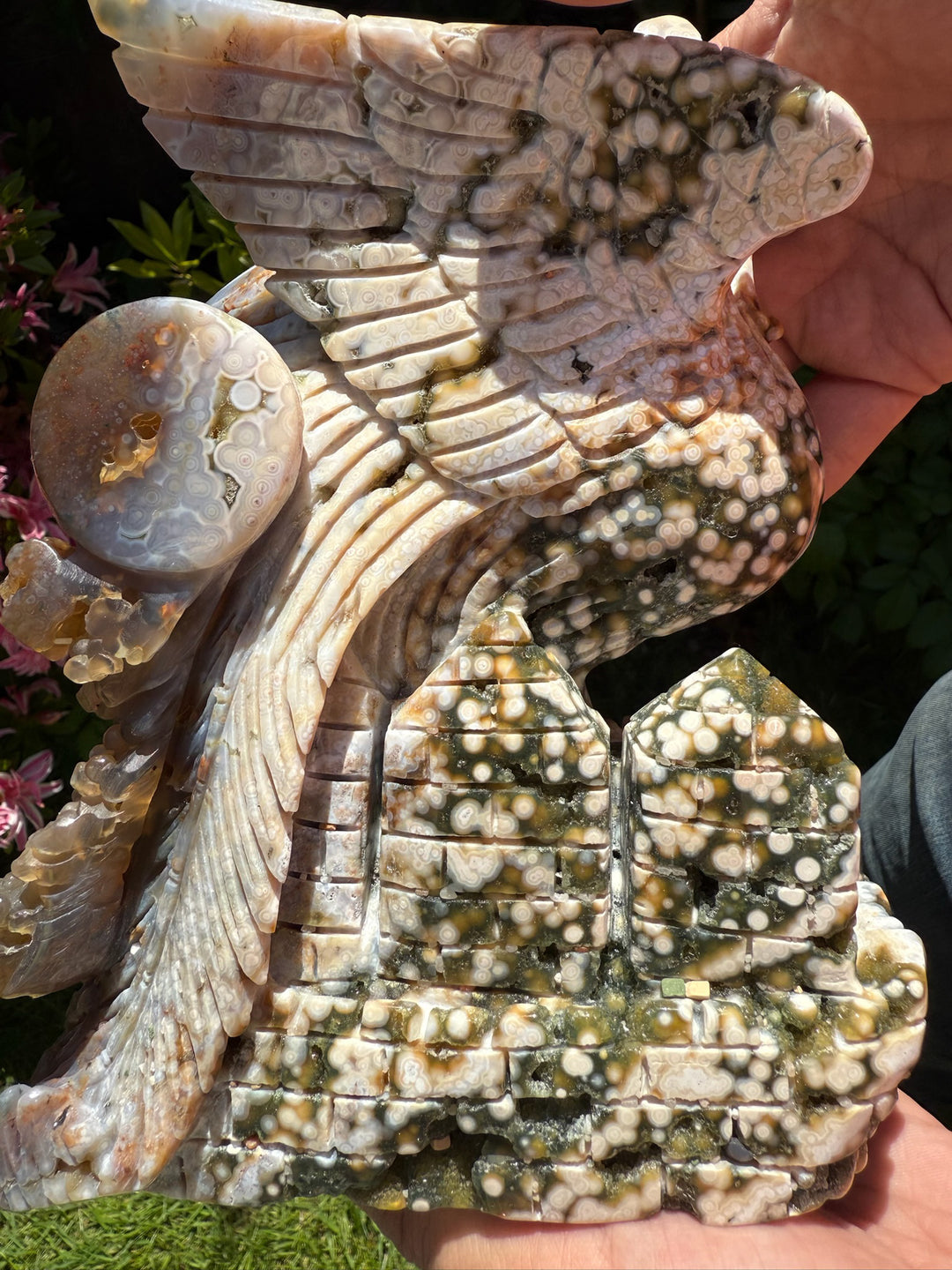 Large 8th Vein Ocean Jasper Phoenix Carving