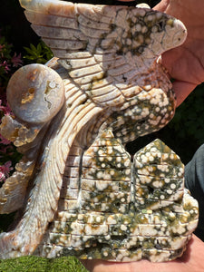 Large 8th Vein Ocean Jasper Phoenix Carving