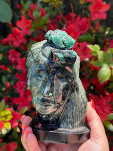 Contemporary Emerald Face Carving