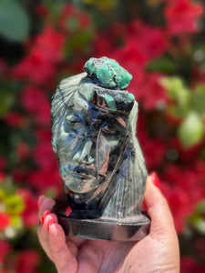 Contemporary Emerald Face Carving