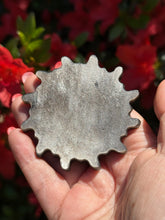 Load image into Gallery viewer, Silver Sheen Obsidian Sun and Moon Carving
