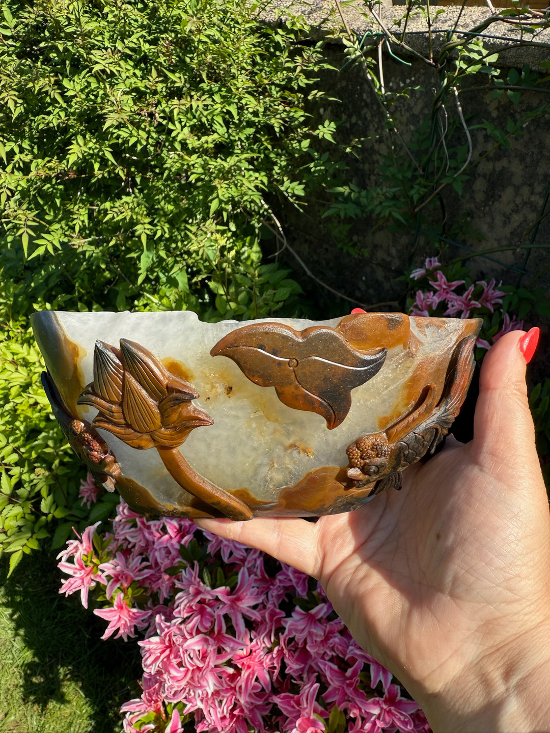 Handcarved Liaoning Agate bowl Carving