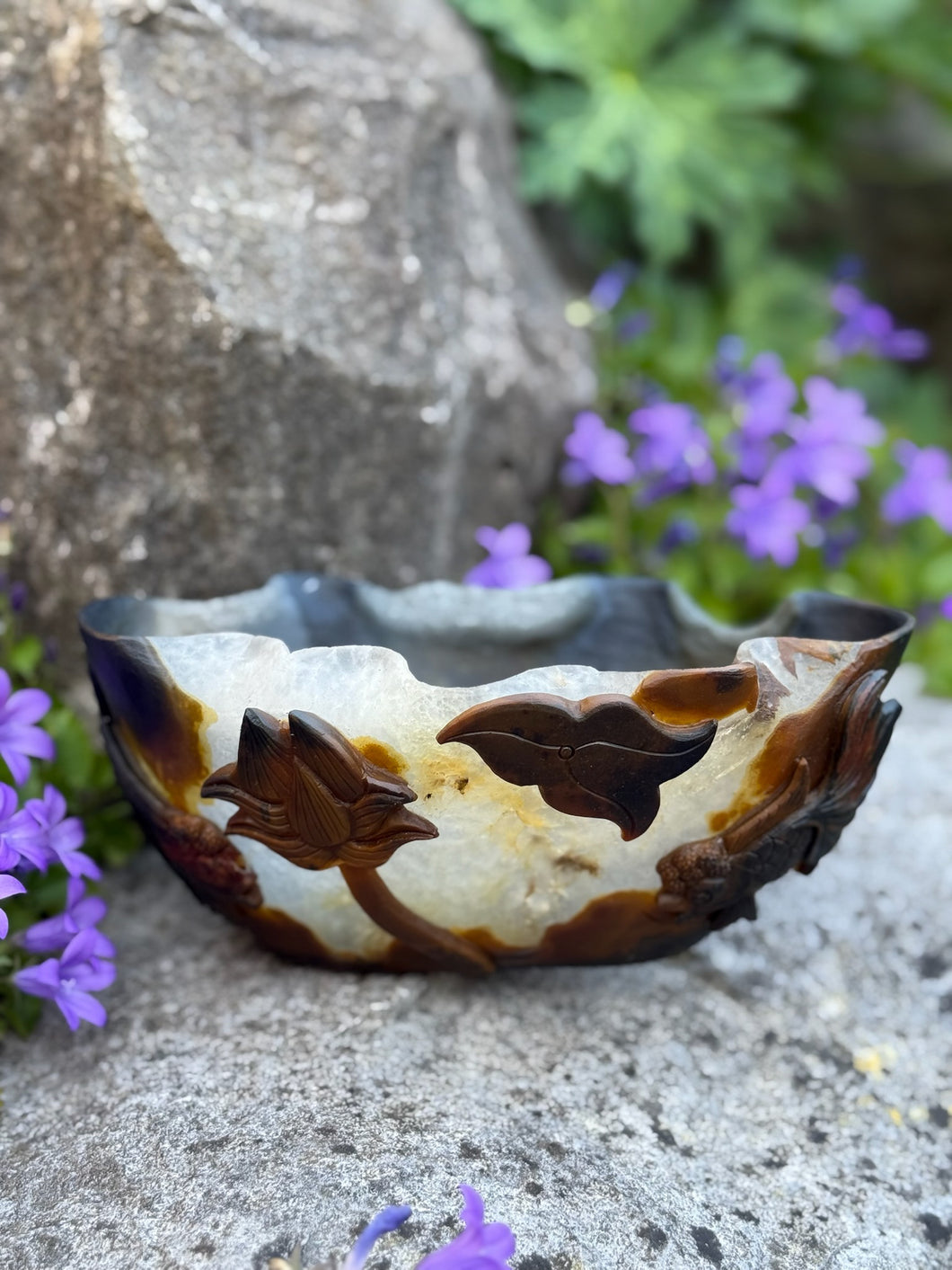 Handcarved Liaoning Agate bowl Carving