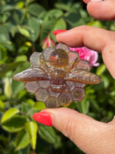 Load image into Gallery viewer, Striped Yellow Fluorite Bee and Honey Carving
