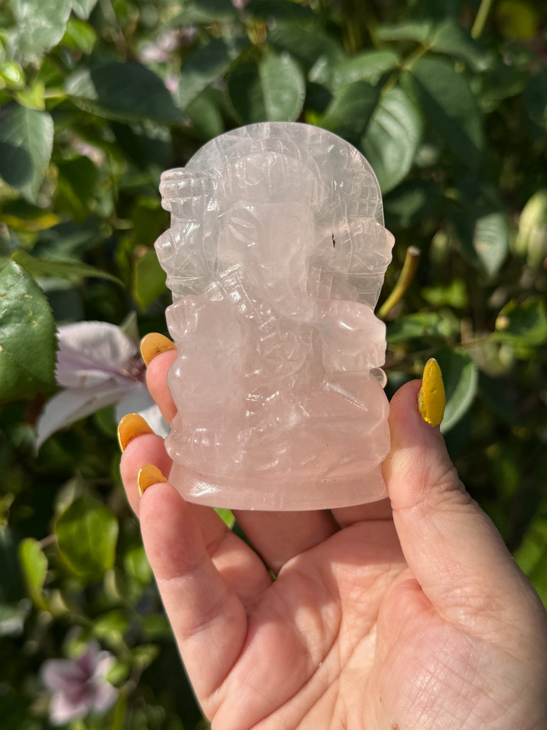 Rose Quartz Ganesh Carving