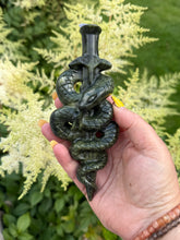 Load image into Gallery viewer, Serpentine Rod of Asclepius Carving
