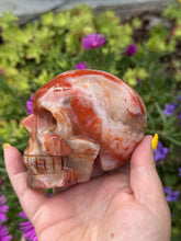 Load image into Gallery viewer, Carnelian Skull Carving with Druzy

