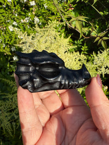 Obsidian Dragon Head Carving