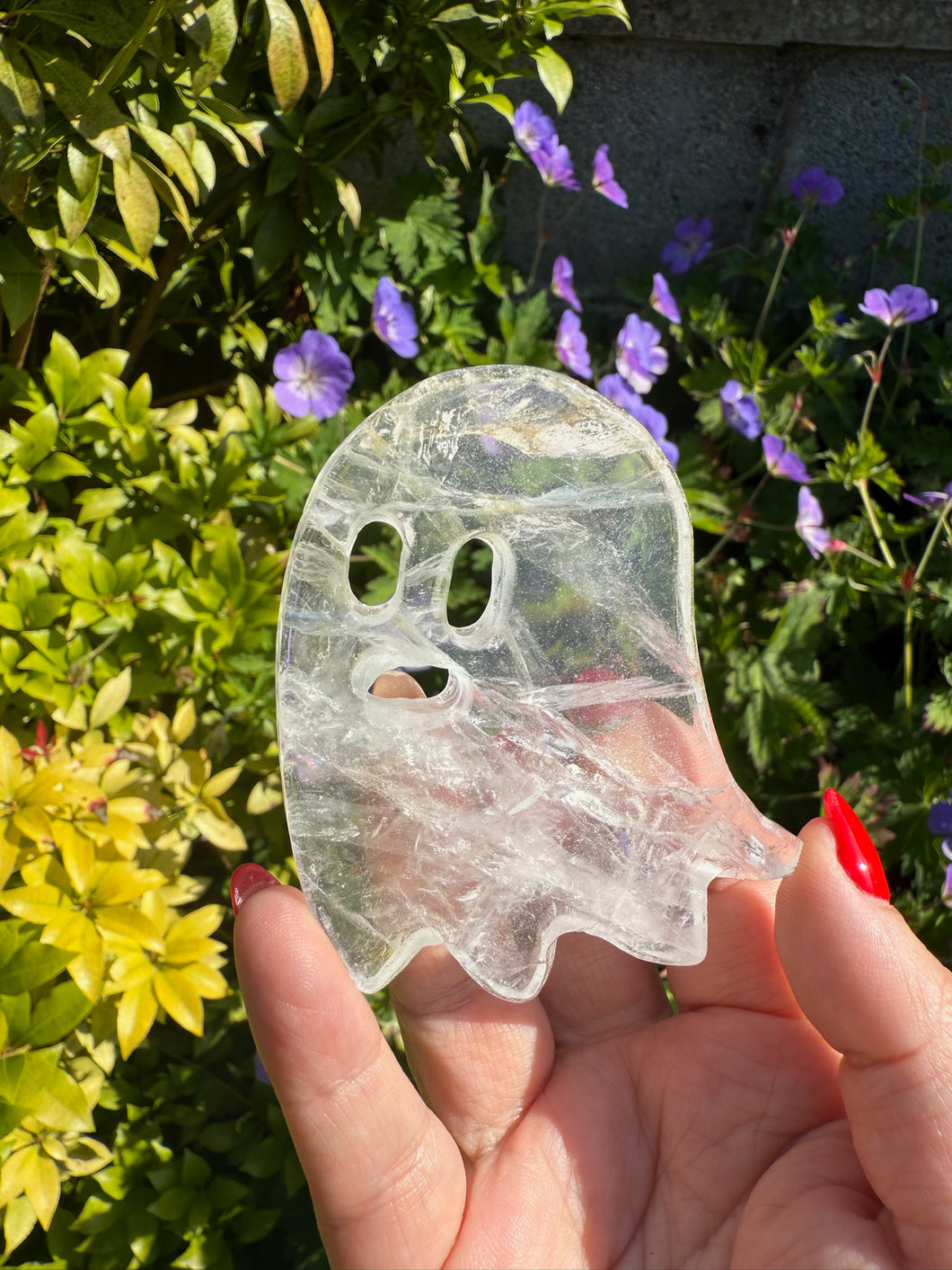 Clear Quartz Ghost Carving