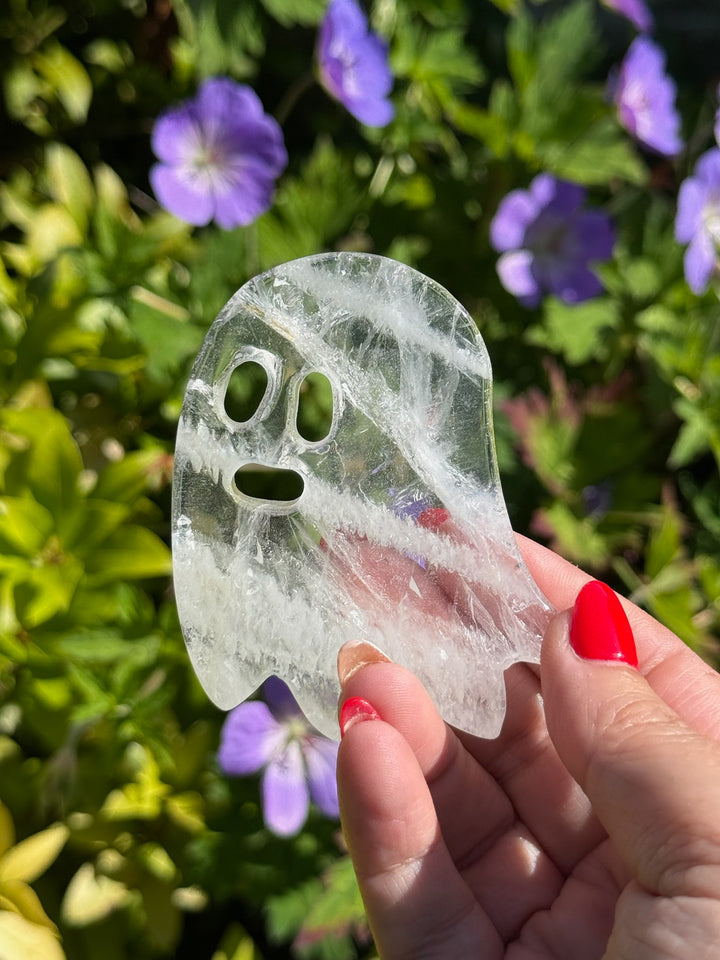 Clear Quartz Ghost Carving