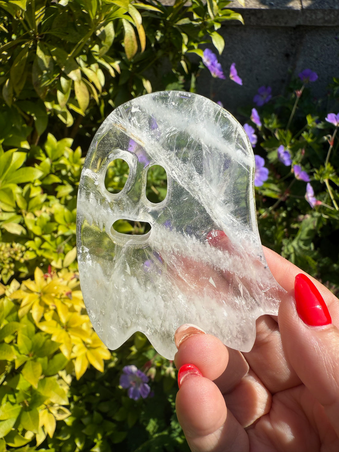 Clear Quartz Ghost Carving