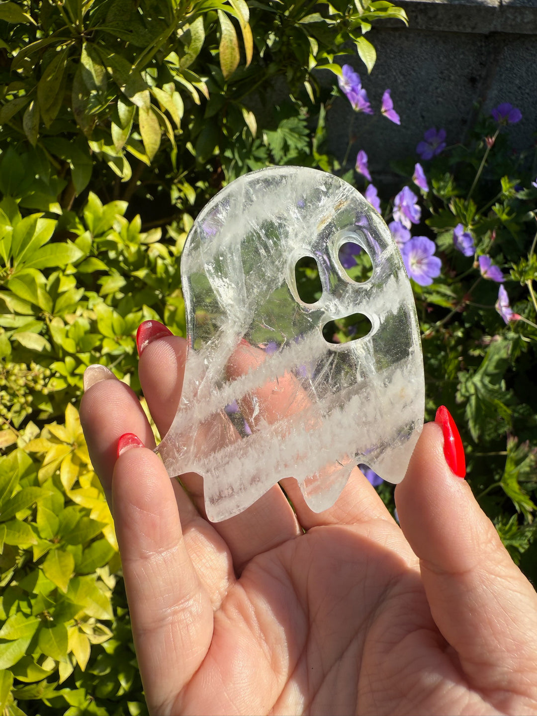 Clear Quartz Ghost Carving