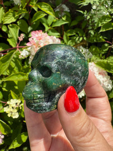 Green Verdite Skull Carving