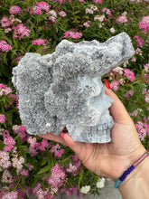 Load image into Gallery viewer, Large Quartz Cluster Skull Carving
