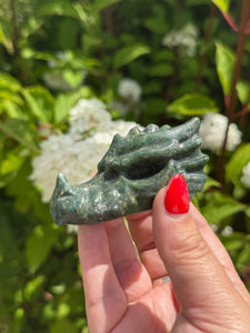 Green Verdite Dragon Head Carving