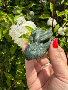 Green Verdite Dragon Head Carving