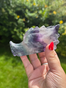 Banded Fluorite Dragon Head Carving