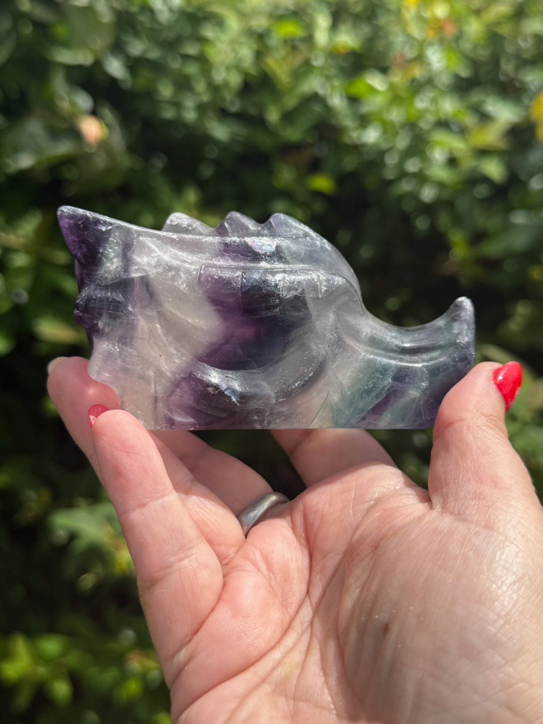Banded Fluorite Dragon Head Carving