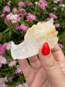 Golden Healer Quartz Dragon Head Carving