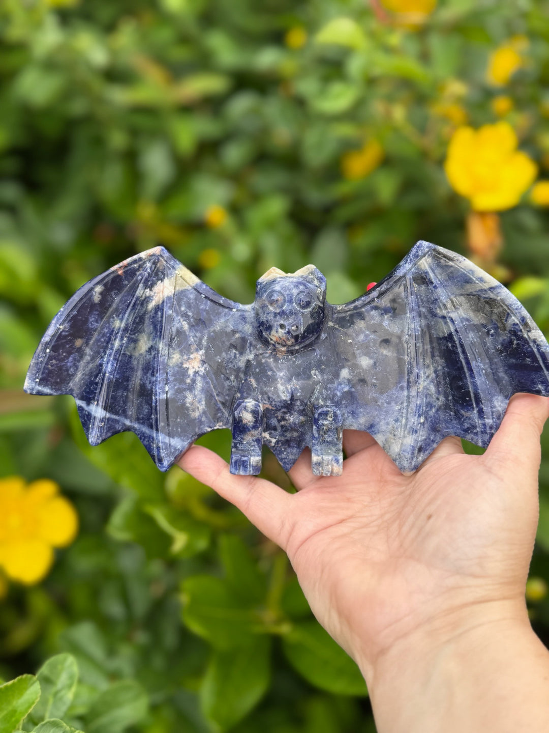 Freestanding Sunset Sodalite Bat Carving