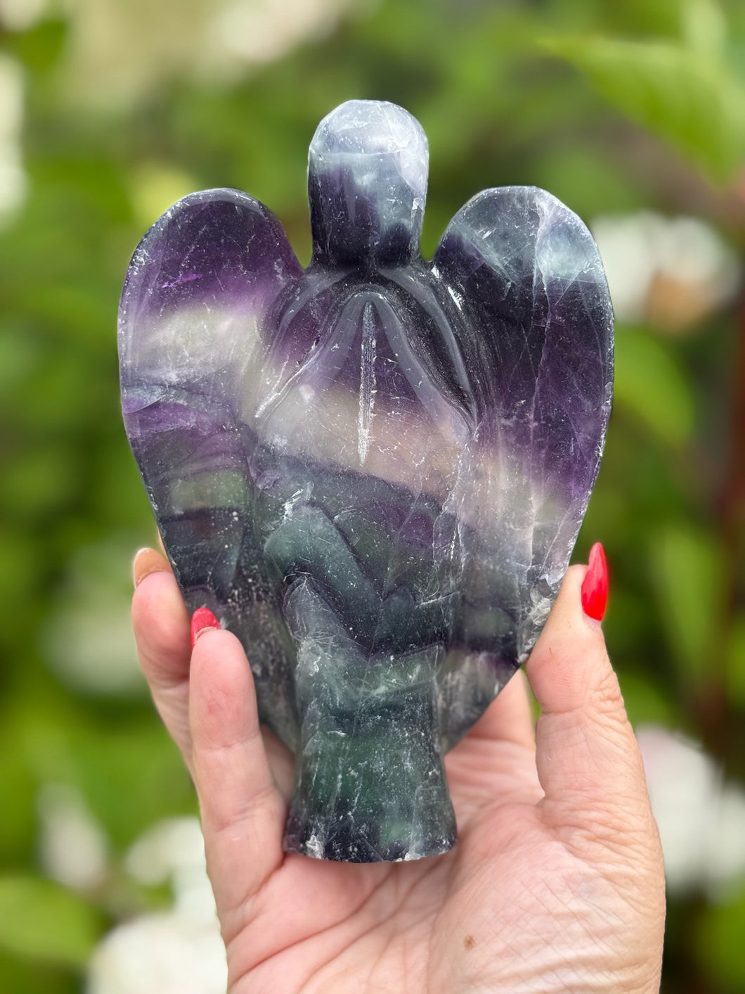 Rustic Large Fluorite Angel Carving