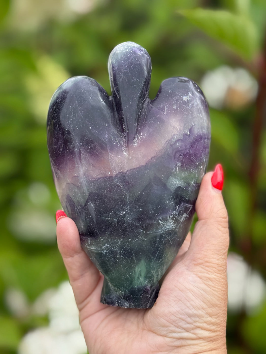 Rustic Large Fluorite Angel Carving