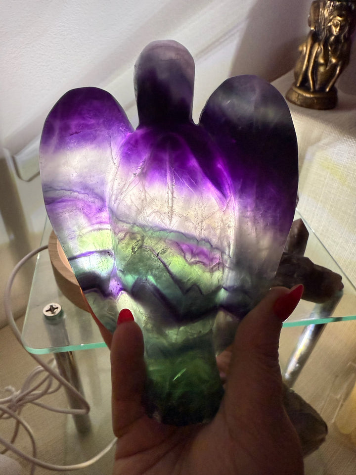Rustic Large Fluorite Angel Carving