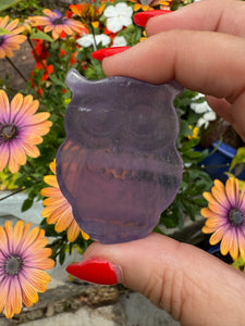 Purple Fluorite Owl Carving