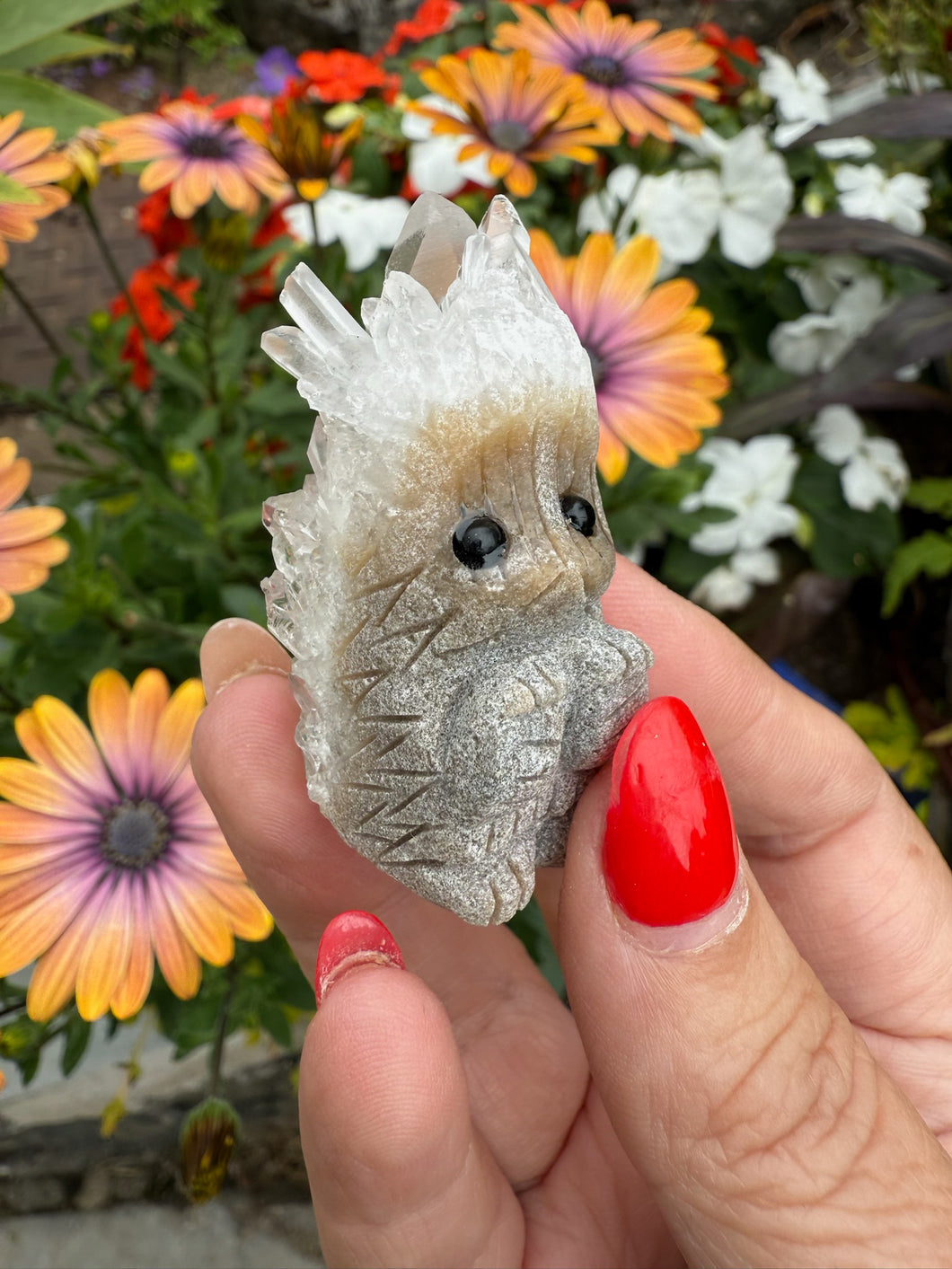 Needle Quartz Hedgehog Carving