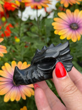 Load image into Gallery viewer, Black Obsidian Dragon Head Carving
