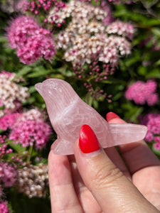 Rose Quartz Bird Carving