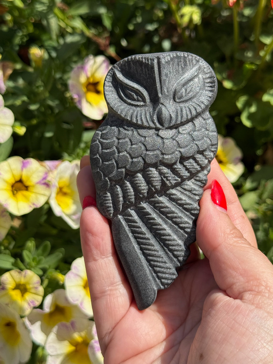 Black Obsidian Owl Carving