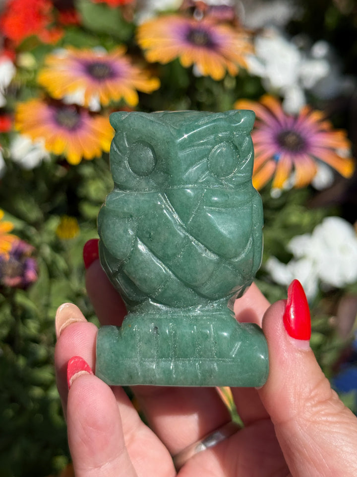 Aventurine Owl Carving