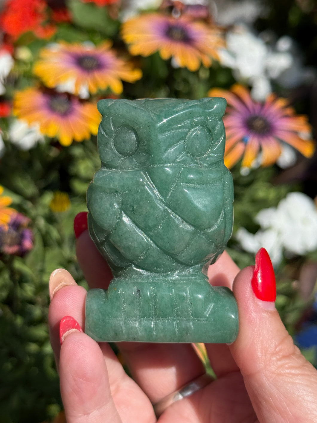 Aventurine Owl Carving