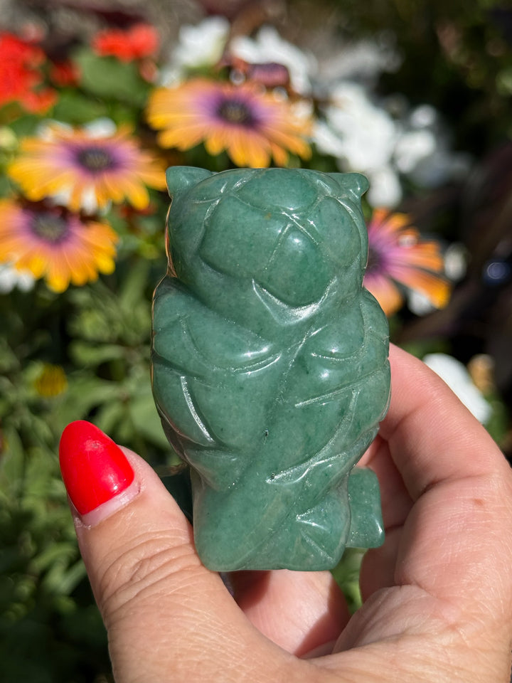 Aventurine Owl Carving