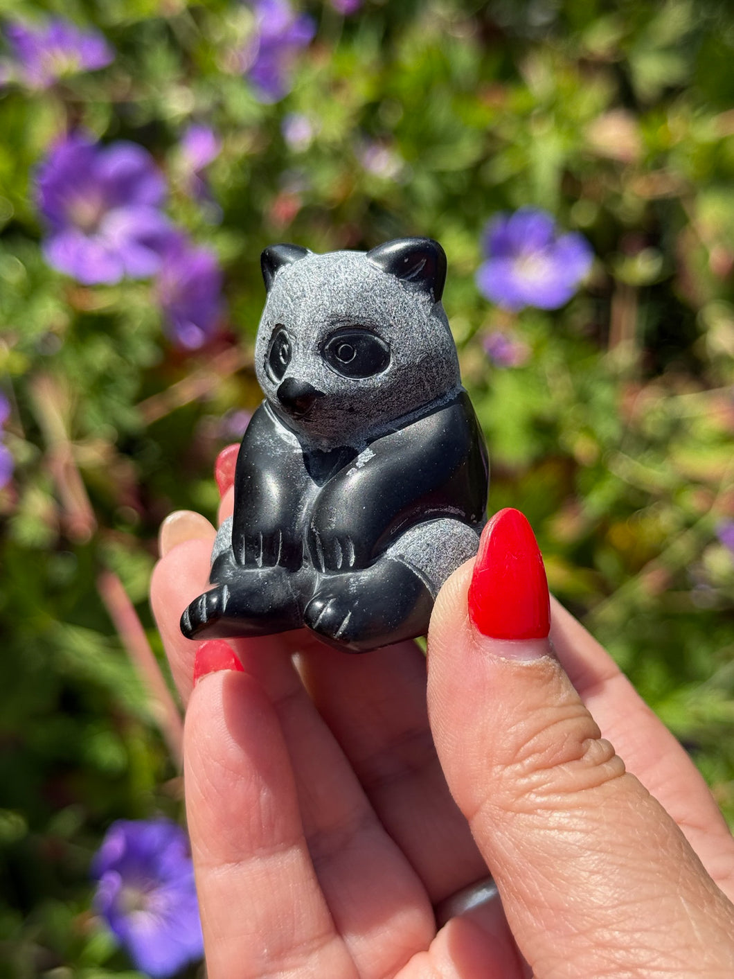 Obsidian Sitting Panda Carving