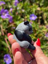 Load image into Gallery viewer, Obsidian Sitting Panda Carving
