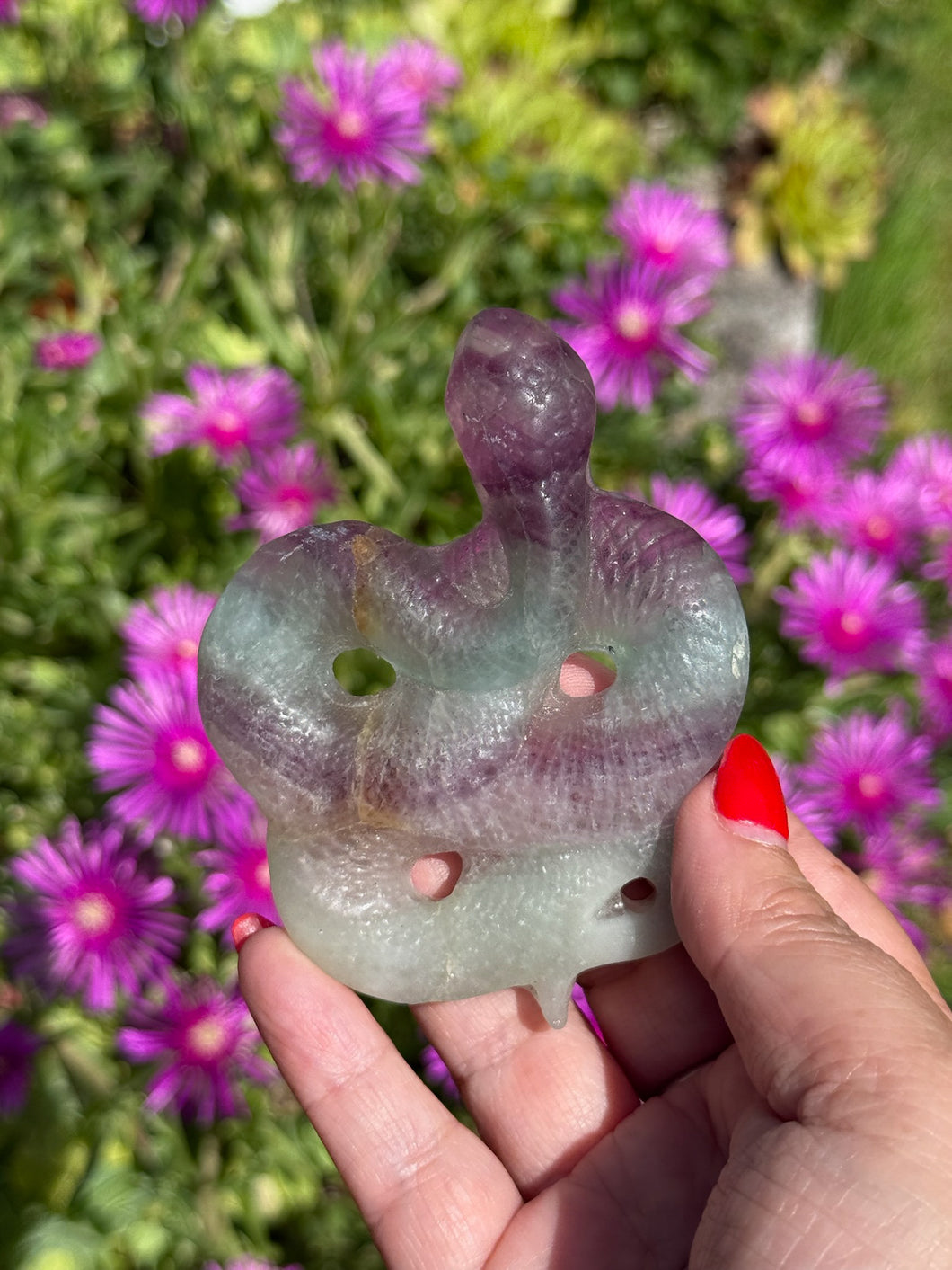 Fluorite Snake Carving