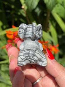 Grey Jasper Elephant Carving