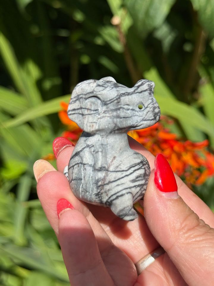 Grey Jasper Elephant Carving