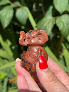 Mahogany Obsidian Elephant Carving