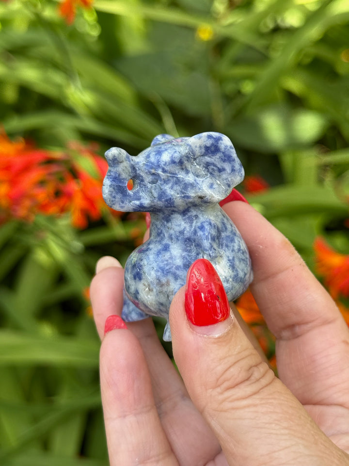 Blue Quartz Elephant Carving