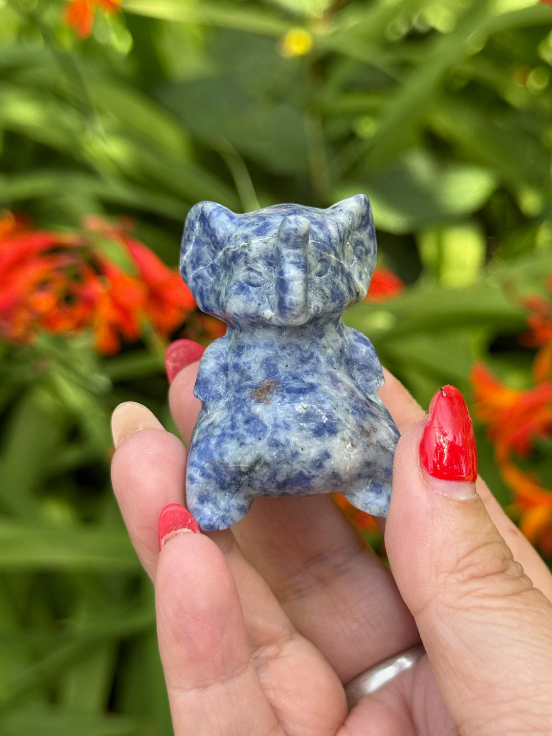 Blue Quartz Elephant Carving